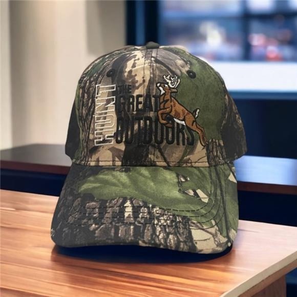 Embroidered Cap | Camouflage Adjustable Hat | The Great Outdoors Hunter Hat - Picture 3 of 7